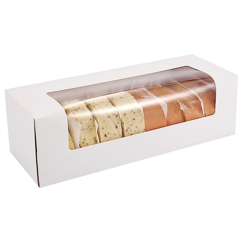 12" x 4" x 3.5" Roll Cake Boxes, Loaf Cookie Boxes, White Bakery Boxes with W...