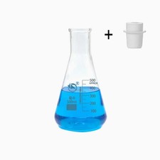 500ml Ordinary Erlenmeyer Flasks w/ Rubber Stopper Teaching School Glassware