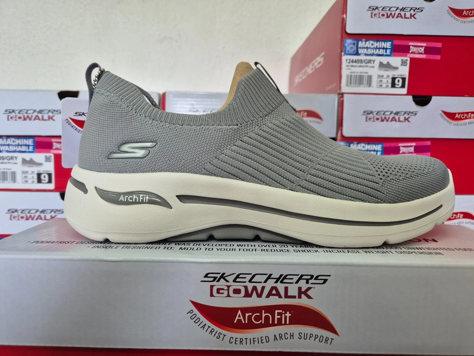 SKECHERS WOMENS ARCH FIT GREY SHOES LADIES MEMORY FOAM SUPPORT TRAINERS UK 6