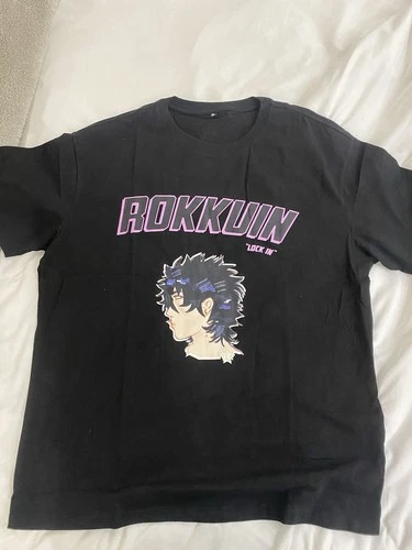 ROKKUIN Lock In Anime Graphic Print Black Cotton Men's T-Shirt XL