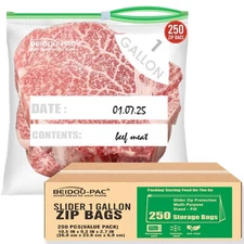 Slider Gallon Food Storage Freezer Bags with Stand-Up Bottom, 250 Count | 2 M...