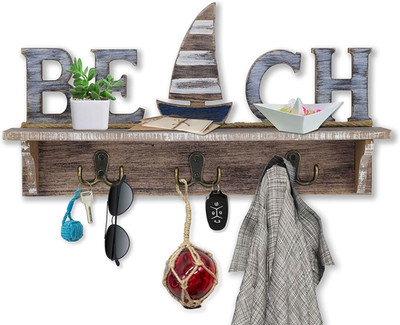 SAILINGSTORY Beach Wall Decor Nautical Decorative Coat Rack Wall Mounted Key Hoo