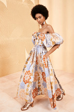 NWT ULLA JOHNSON Izra Metallic Floral Off The Shoulder Maxi Dress