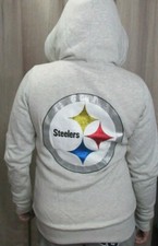 Victoria's Secret Pink NFL Pittsburgh Steelers Fur Lined Bling Zip Hoodie XS NWT