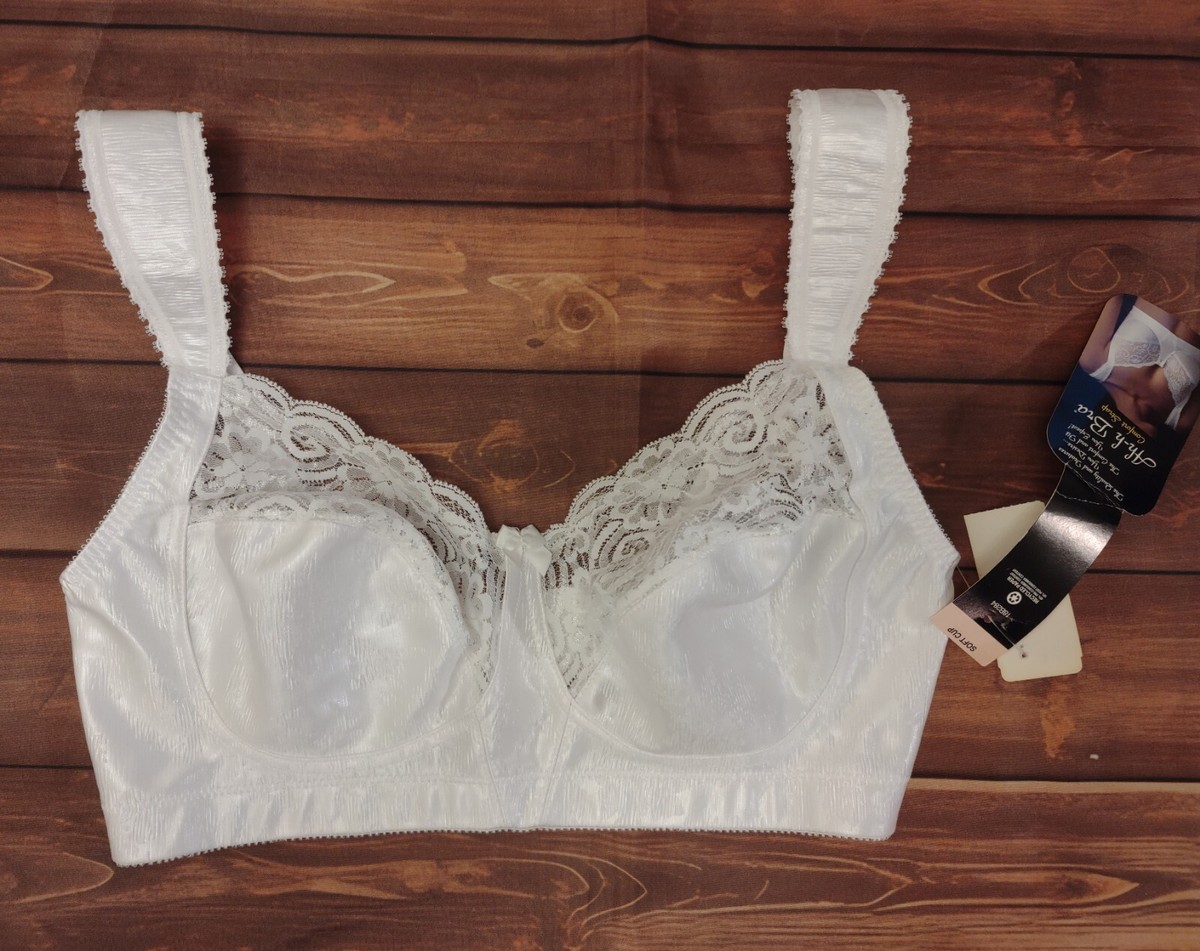 🆕 Sexy Floral Lace White Bra, Soft Wireless Cup, Comfort Strap 36