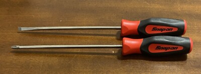 2 Snap-On Cabinet Screwdrivers 8'' Philips 8'' Slotted Red