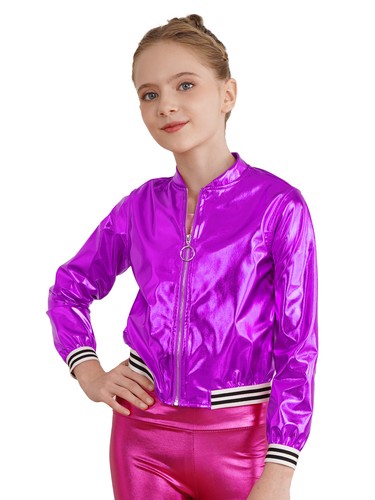 Kids Boys Girls Jazz Hip Hop Modern Shiny Metallic Jacket and Pants Dancewear - Picture 177 of 255
