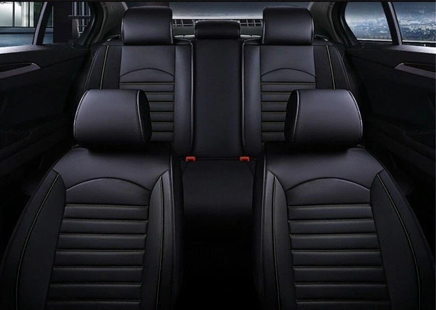 Tutto Nero Ecopelle Set Completo Coprisedili Imbottito per Audi A3 A4 Q3 Q4 Q5 - Immagine 2 di 4