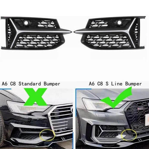 For Audi S6 A6 S-LINE 2019-22 Front Bumper Honeycomb Grill Fog Lamp Cover Grille - Picture 2 of 5