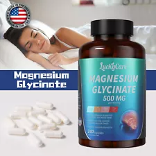 Magnesium Glycinate 500mg - 240 Capsules For Sleep, Stress Relief Support Bone