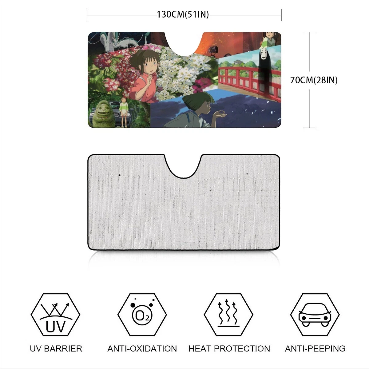 Spirited Away Car Windshield Sun Shade for SUV Car Truck Front Window