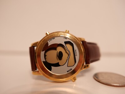RARE Disney Mickey Mouse Musical Animated Digital Gold Tone Watch LORUS RAS002