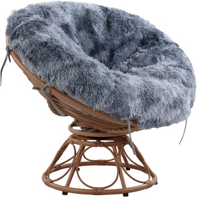 HOMBYS Shaggy Cover for Papasan Cushion, Fluffy Plush 50''x50'', Tie-dyed Grey 