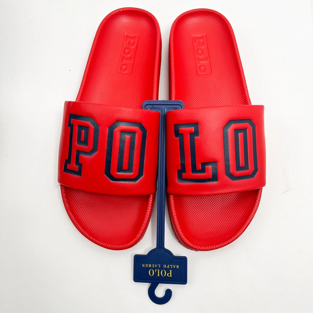 Red polo slides mens sale