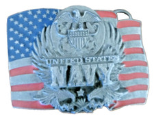 Siskiyou Vintage 1991 Pewter United States Navy Enamel Flag  Eagle Belt Buckle