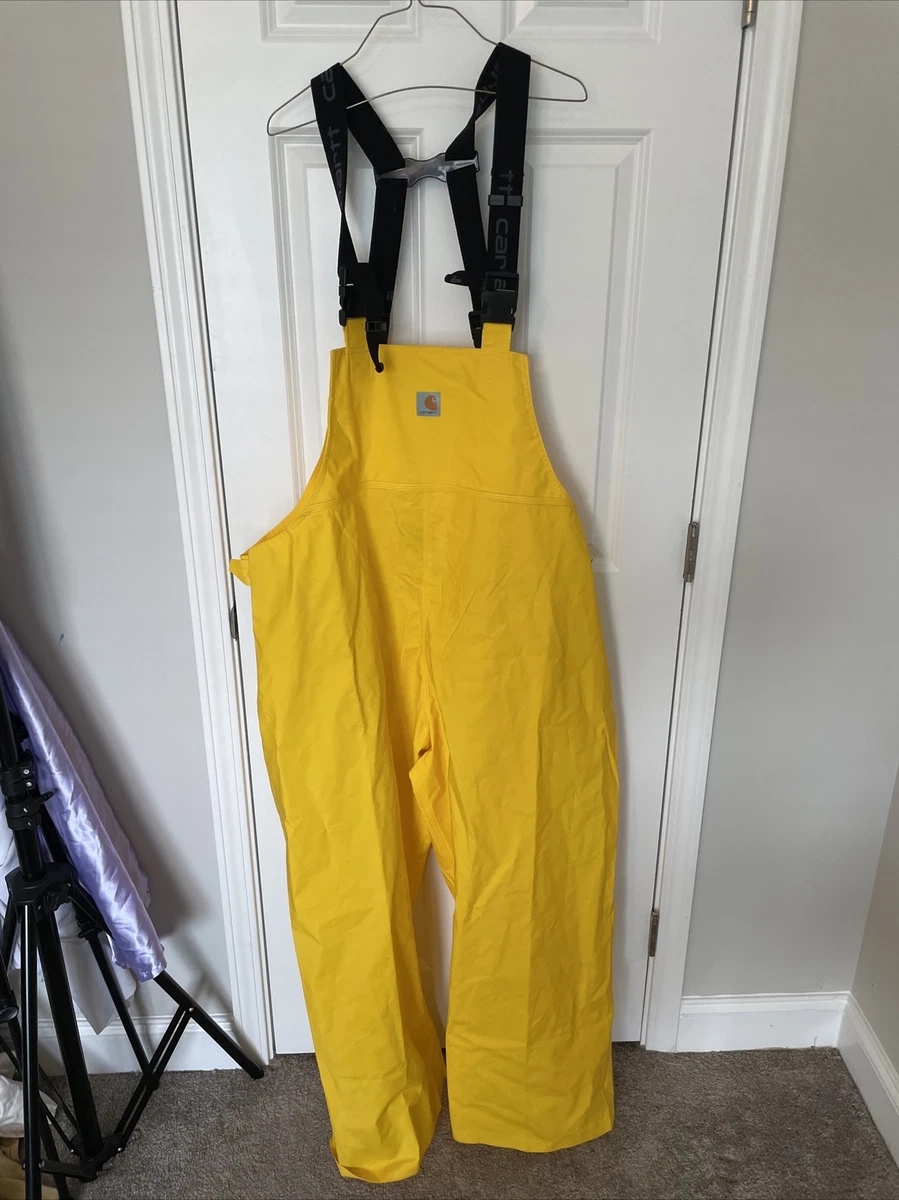 Yellow Carhartt Waterproof Overalls Mens 2XL Fishing Work rubber