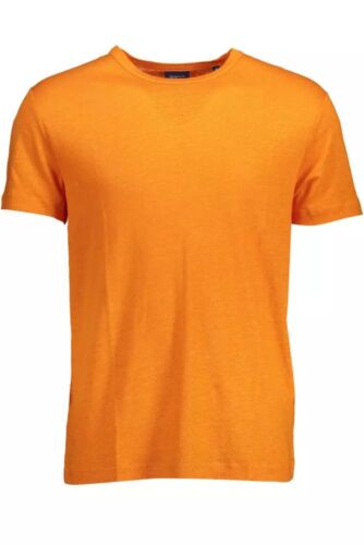 Gant Élégant Orange Lin Manche Courte Homme T-Shirt Authentique - Picture 1 of 2