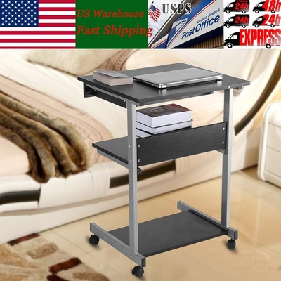 Portable Modern Wooden Rolling Mobile Standing Computer Laptop