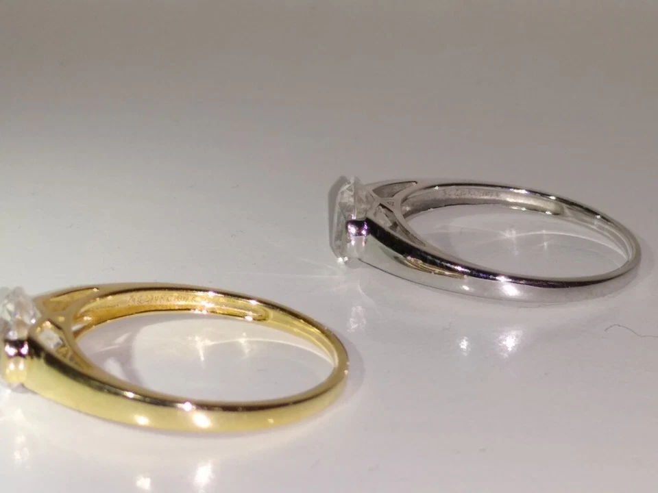 Pair Of 14k Gold - 1 Yellow And 1 White - QVC Diamondique Rings - Size 8 - Image 3 of 4
