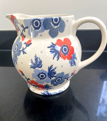 EMMA BRIDGEWATER BLAUE UND ROTE ANEMONE 3-PINT-KRUG. NEU. 1. QUALITÄT. EINGESTELLT