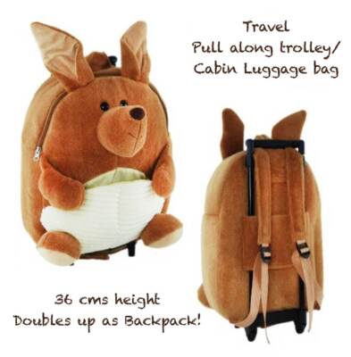 Kangaroo Backpack Soft Plush Animal Luggage Travel Cabin Bag