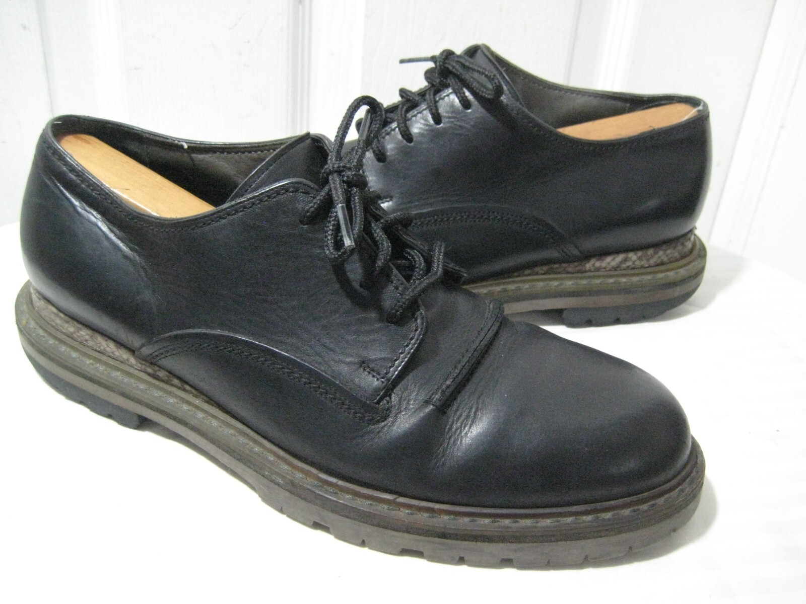 SAOLA SCARPE DERBY DA UOMO LANVIN ELAPHE NERE IN PELLE TAGLIA 9 maggio corsa grandi!!!!