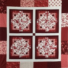 Red Log Cabin Wall Hanging/Table Topper Quilt Top Valentine, Love Red