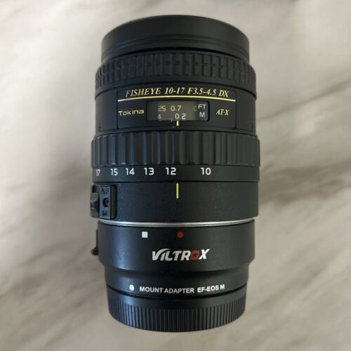 Tokina AT-X 10-17mm f/3.5-4.5 Fisheye DX AF w/Viltrox Mount Adapter EF-EOS M