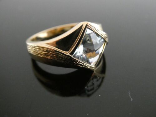 Modernist 14k Yellow Gold Aquamarine Gemstone RING Size 7 NEW