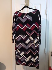 Ralph Lauren Black Geometric Black Multi-Color Print  Stretch Dress Size 10