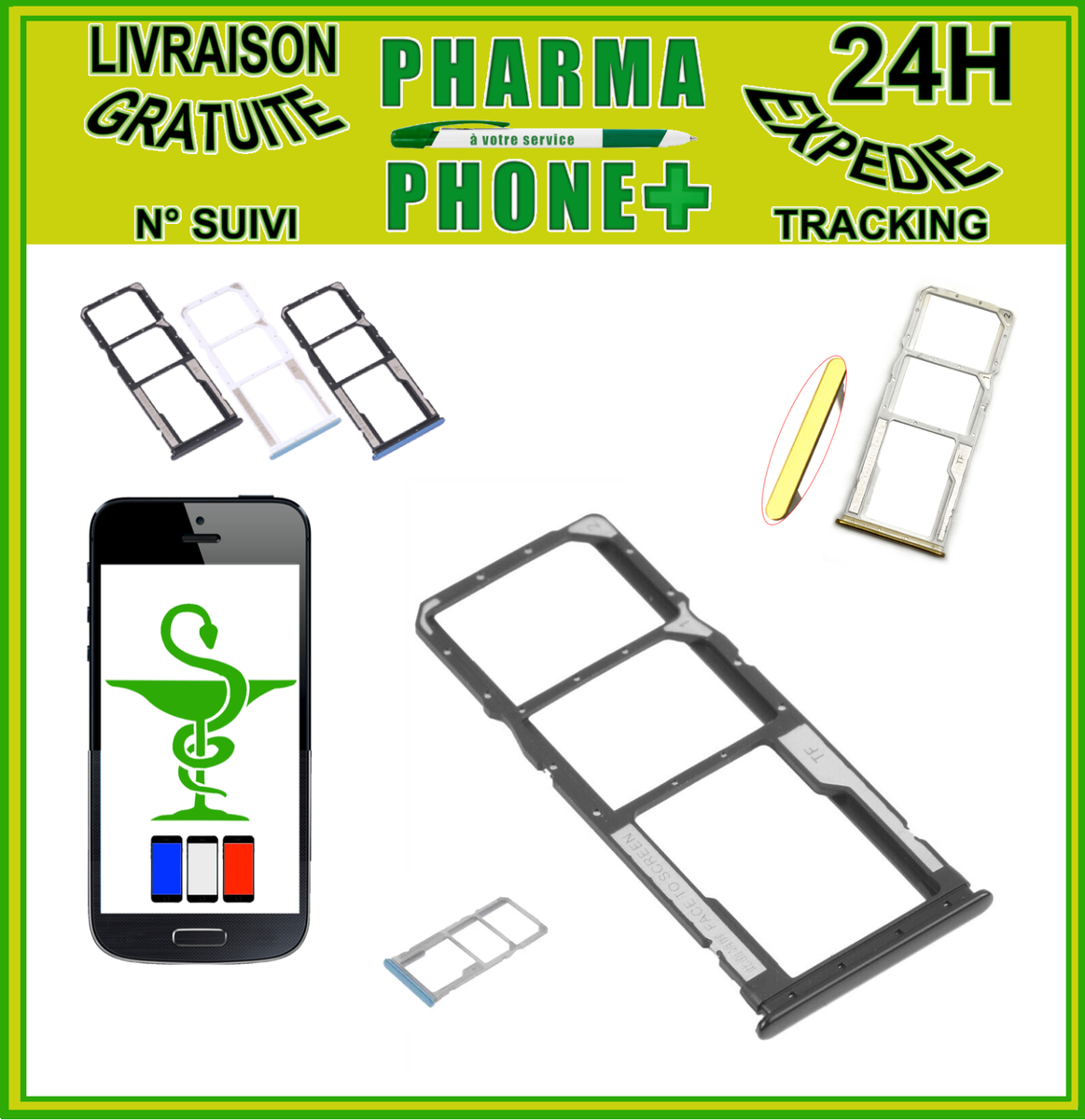 Tiroir Carte SIM Double Pour Xiaomi Redmi 13 - Noir Minuit (rose) - Neuf