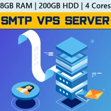 SMTP VPS Server 8GB RAM 200GB HDD 4 Core - 1 year