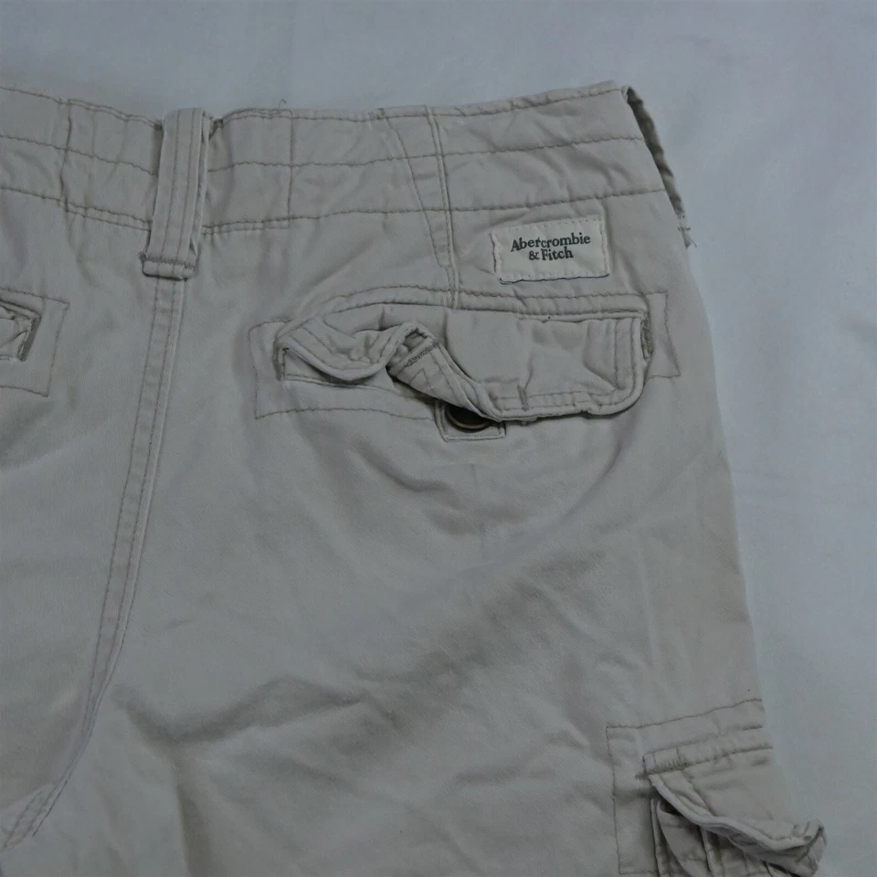Abercrombie & Fitch 28 x 10" Khaki Distressed Thick Fatigue Cargo Shorts - Image 4 of 4