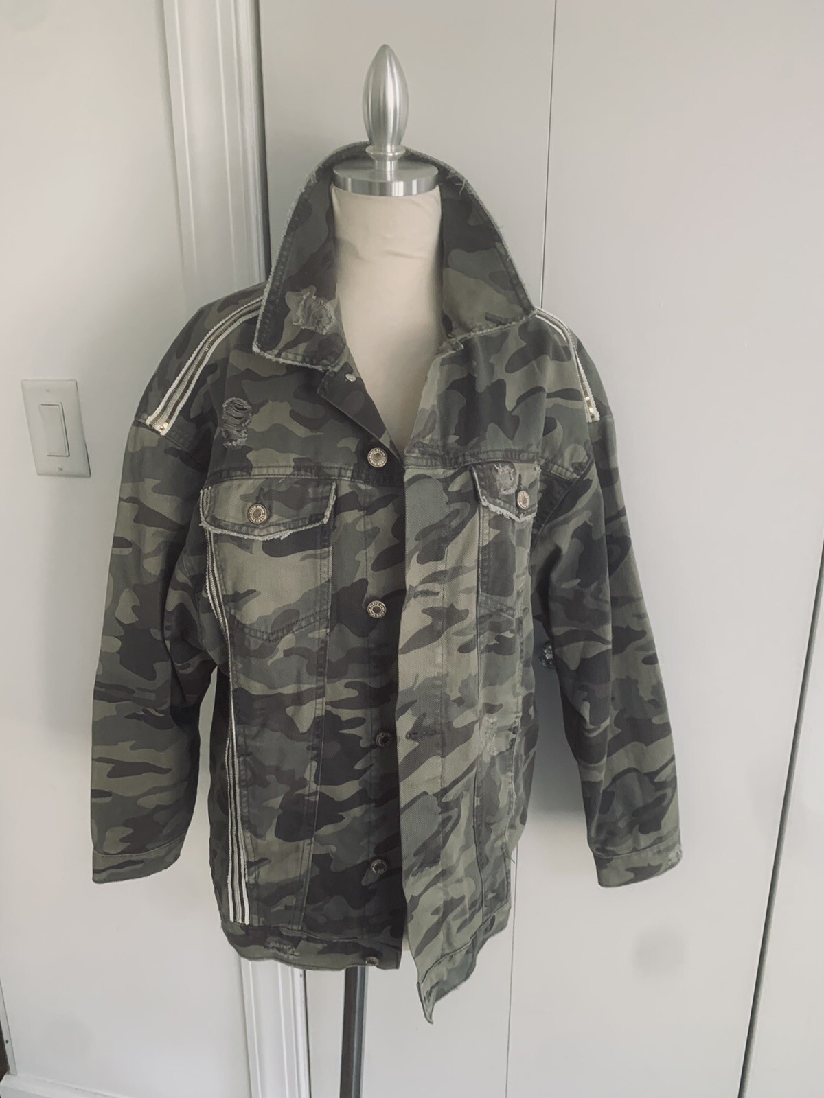 ZARA MILITARY FATIGUES DENIM COOL JACKET GREEN KHAKI … Gem