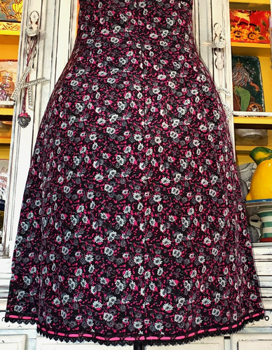 Vintage Betsey Johnson SAMPLE Black Floral Lace Ribbon Milkmaid Slip Dress M 6 8 - Picture 7 of 12