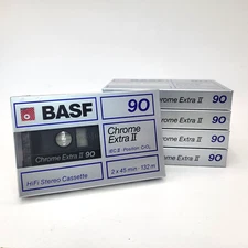 BASF Chrome Extra II 90 HiFi Stereo Cassette SEALED NEW (5) Recording France