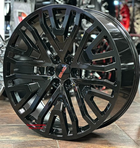 26'' Silverado Sierra Mesh Wheels Gloss Black 35'' MT Tires Tahoe Yukon TPMS - Picture 5 of 10