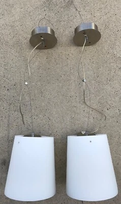 2x Ikea Pendant Lights With Frosted White Glass Shade Ceiling
