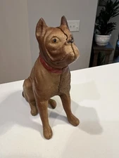 Antique AC Williams / Hubley Cast Iron Sitting Boxer Bulldog Coin Bank