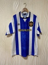 MANCHESTER UNITED 1994 1996 AWAY FOOTBALL SHIRT SOCCER JERSEY UMBRO sz L MEN