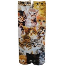 Top Trenz All Over Cat Print Knee High Socks for Big Girl's Ages 6-13 - NWT