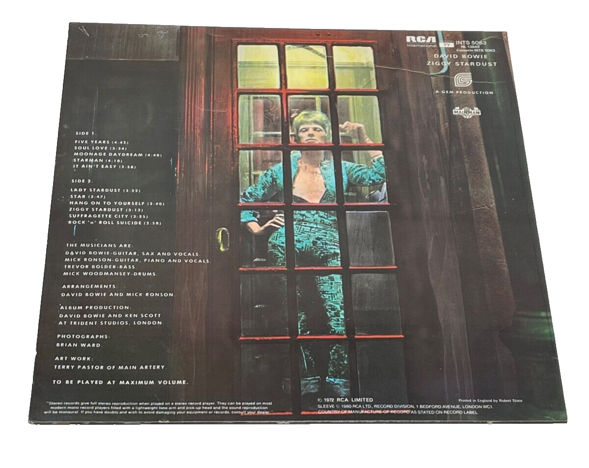 DAVID BOWIE ZIGGY STARDUST LP 1980 (Matrix: INTS 5063 A-2U / INTS