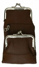 Brown Leather Purse Cigarette Pack Holder Pouch Case With Coin Purse