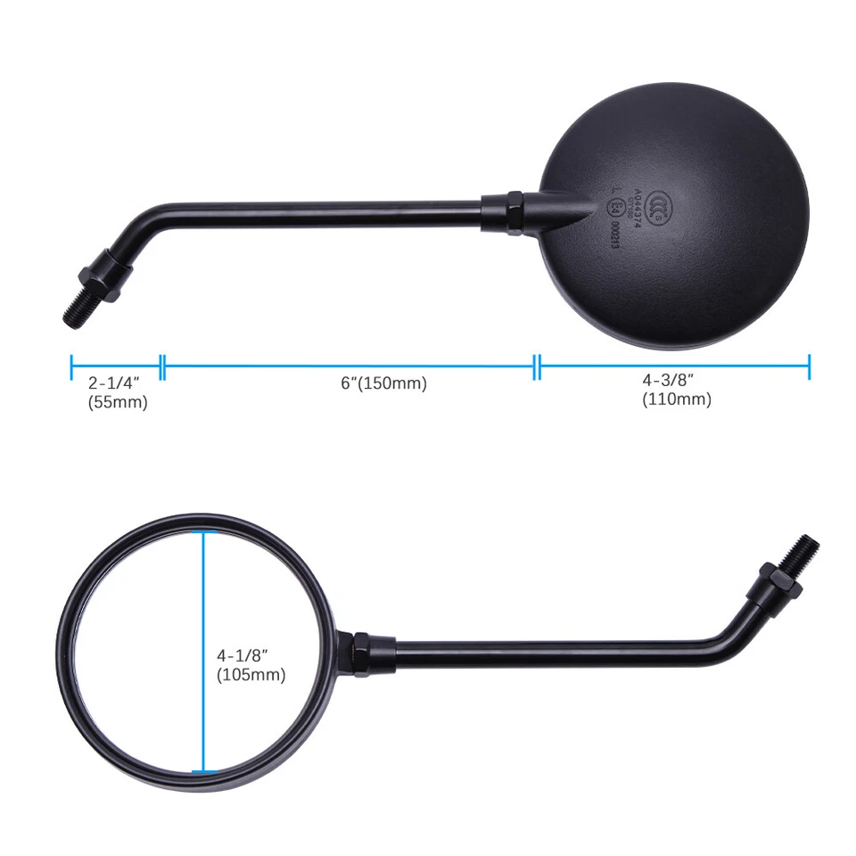 For Kawasaki KLR KLX 230 250 300 650 Motorcycle Round Rearview Side Mirrors Pair - Image 2 of 4