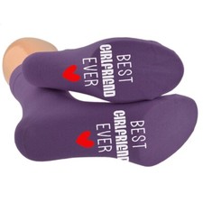 Best Girlfiriend Ever Sole Print Purple Ladies Socks UK 3.5-7.5