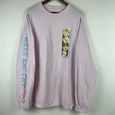 Huf Anime Girlfriend Shirt Mens 2XL XXL Pink Make Em Cry Skater Punk Boyfriend