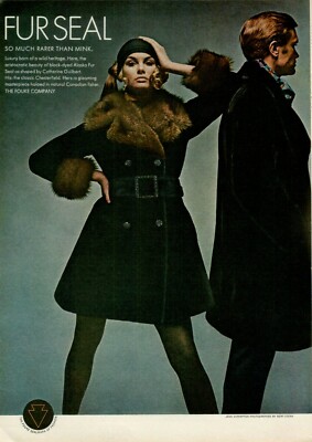 1969 Fouke Company Fur Seal Black Dyed Alaska Guilbert Vintage Print Ad