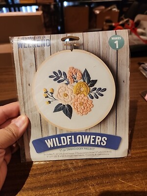 Make in A Weekend Wildflowers 11pc Embroidery Project Pink-Green-Yellow 9'' Round