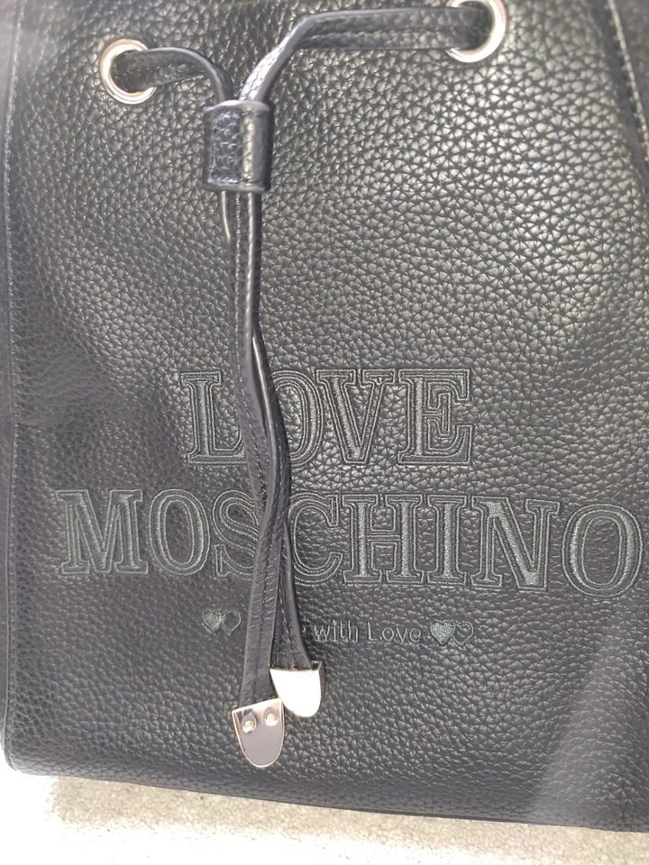 Black Moschino Draw String Rucksack, Gorgeous Gold BNWT - Image 2 of 4