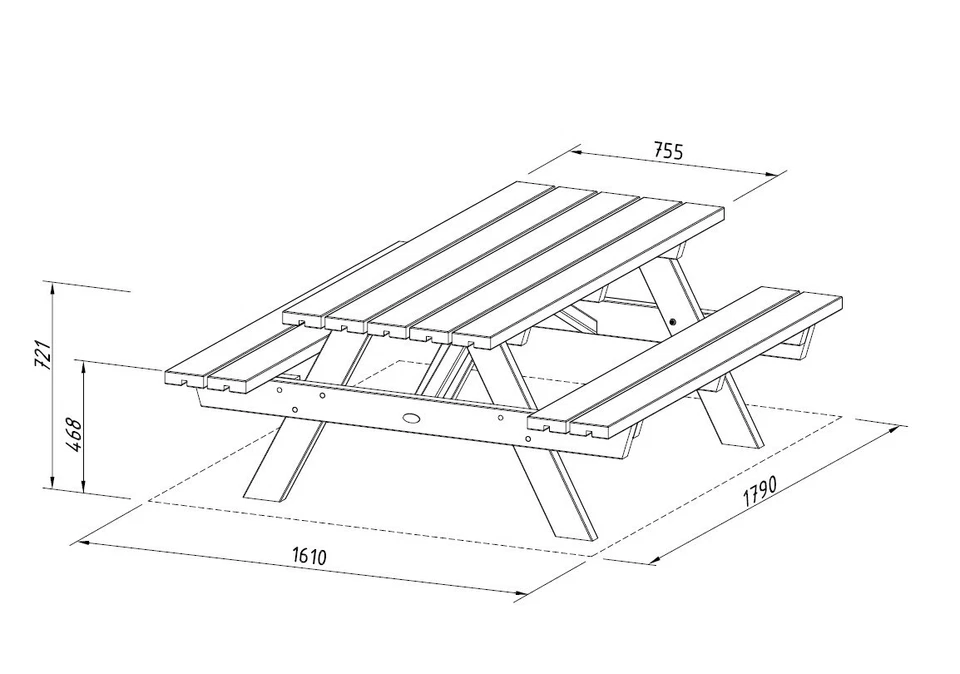 Picknicktisch 180 cm Tisch + 2 Bänke Gartenmöbelset Holzgarnitur Sitzgruppe - Bild 3 von 3